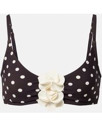 Karla Colletto - Floral-Applique Polka-Dot Bikini Top - Lyst