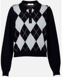 FRAME - Argyle Wool-Blend Polo Sweater - Lyst