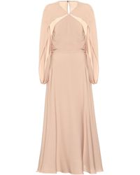 Valentino Vestido midi de georgette de seda - Neutro