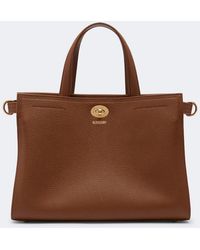 Burberry - Check Small Leather Top-Handle Bag - Lyst