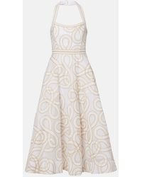 Rebecca Vallance - Irena Embroidered Halterneck Midi Dress - Lyst