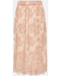Gucci - Floral Lace Midi Skirt - Lyst