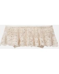 Anna Kosturova - Filigree Crochet Off-Shoulder Cotton Crop Top - Lyst