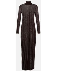 Alaïa - High-Neck Knit Maxi Dress - Lyst