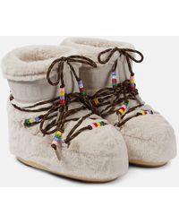Moon Boot - Icono de bota de luna Beads de piel de falso bajo después de botas de esquí - Lyst