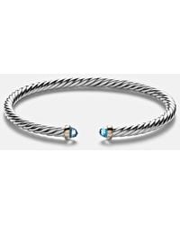 David Yurman - Cable Flex Sterling And 14Kt Cuff Bracelet With Topazes - Lyst