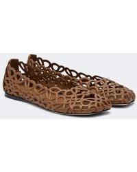 Loewe - Petal Anagram Leather Ballet Flats - Lyst