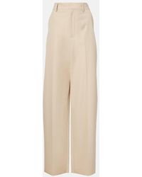 Tod's - Wool And Cotton Wide-Leg Pants - Lyst