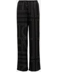 TOTEME - Logo Wide-leg Silk Pants - Lyst