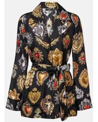 Dolce & Gabbana - Devotion Belted Silk Twill Blouse - Lyst