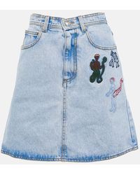 Marni - Bestickter High-Rise-Jeansrock - Lyst