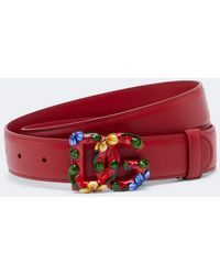 Dolce & Gabbana - Dg Embellished Leather Belt - Lyst