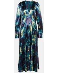 Ulla Johnson - Azrou Floral Satin Midi Dress - Lyst