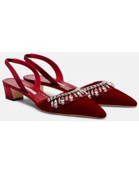 Manolo Blahnik - Bequila 30 Embellished Velvet Slingback Pumps - Lyst