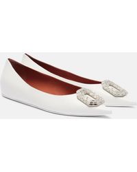 AMINA MUADDI - Camelia Embellished Leather Ballet Flats - Lyst