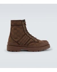 Gucci - New Sherlin Gg Canvas Ankle Boots - Lyst