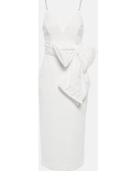 Rebecca Vallance - Bridal Genevieve Bow-trimmed Crepe Midi Dress - Lyst