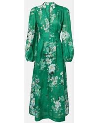 Zimmermann - Midikleid Everly Plunge Aus Leinen - Lyst