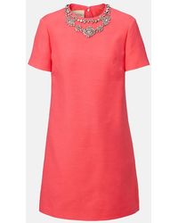 Valentino - Crepe Couture Embellished Minidress - Lyst