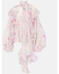 Zimmermann - Blouse Crush A Fleurs Et Volants - Lyst