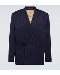 KENZO - Pinstripe Cotton And Linen Jacket - Lyst