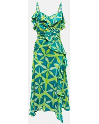 Ulla Johnson - Zoya Printed Silk Midi Dress - Lyst