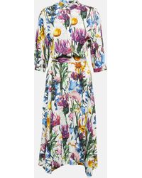 Stella McCartney Floral Satin Midi Dress - Blue