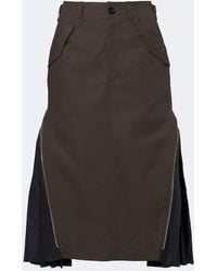 Sacai - Pleated Cotton Midi Skirt - Lyst