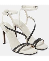 Brunello Cucinelli - Embellished Leather Sandals - Lyst