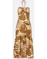 FARM Rio - Shell Mix Printed Linen Midi Dress - Lyst