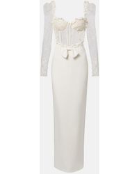 Alessandra Rich - Bow-Detail Lace-Trimmed Cady Gown - Lyst
