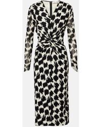 Diane von Furstenberg - Libra Printed Gathered Midi Dress - Lyst