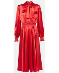 Dolce & Gabbana - Hemdblusenkleid Aus Seidensatin - Lyst