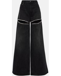 Area - Jeans Anchos Con Cristales - Lyst