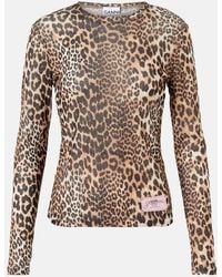 Ganni - Leopard Print T-Shirt - Lyst