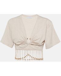 Rabanne - Fringed Cotton Crop Top - Lyst