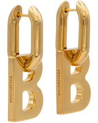 Balenciaga B Chain Xl Earrings - Metallic