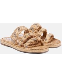 Aquazzura - Costiera Embellished Raffia Sandals - Lyst