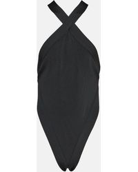 Saint Laurent - Black Viscose Bodysuit - Lyst