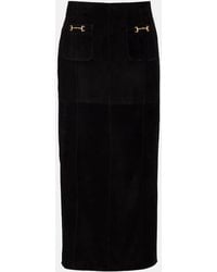 RIXO London - High-Rise-Midirock Edwina Aus Veloursleder - Lyst