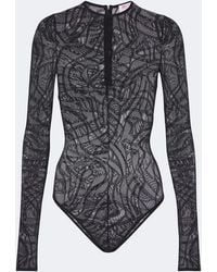 PUCCI - Labirinto Jacquard Tulle Bodysuit - Lyst
