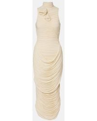 Magda Butrym - Floral-Applique Draped Ruched Gown - Lyst