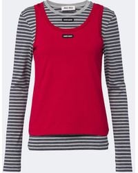 Miu Miu - Cotton Jersey T-Shirt And Tank Top Set - Lyst
