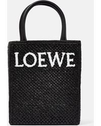 Loewe - Leather-trimmed Raffia Tote - Lyst