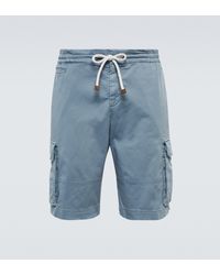 Brunello Cucinelli Bermuda-Shorts aus einem Baumwollgemisch - Blau