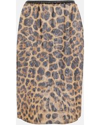 Saint Laurent - High-rise Leopard-print Silk Midi Skirt - Lyst