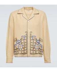 Bode - Himalayan Poppy Embroidered Linen Shirt - Lyst