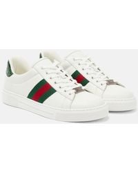 Gucci - Ace Leder Low-Top Sneakers - Lyst