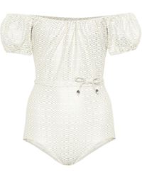 Lisa Marie Fernandez Leandra Metallic Seersucker Swimsuit