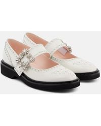 Roger Vivier - Viv' Rangers Flower Leather Mary Jane Flats - Lyst
